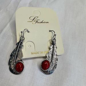 Hook Feather with stone earrings.